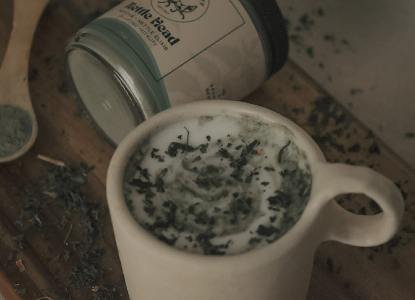"Nettle Head" Matcha + Nettle  Elixir
