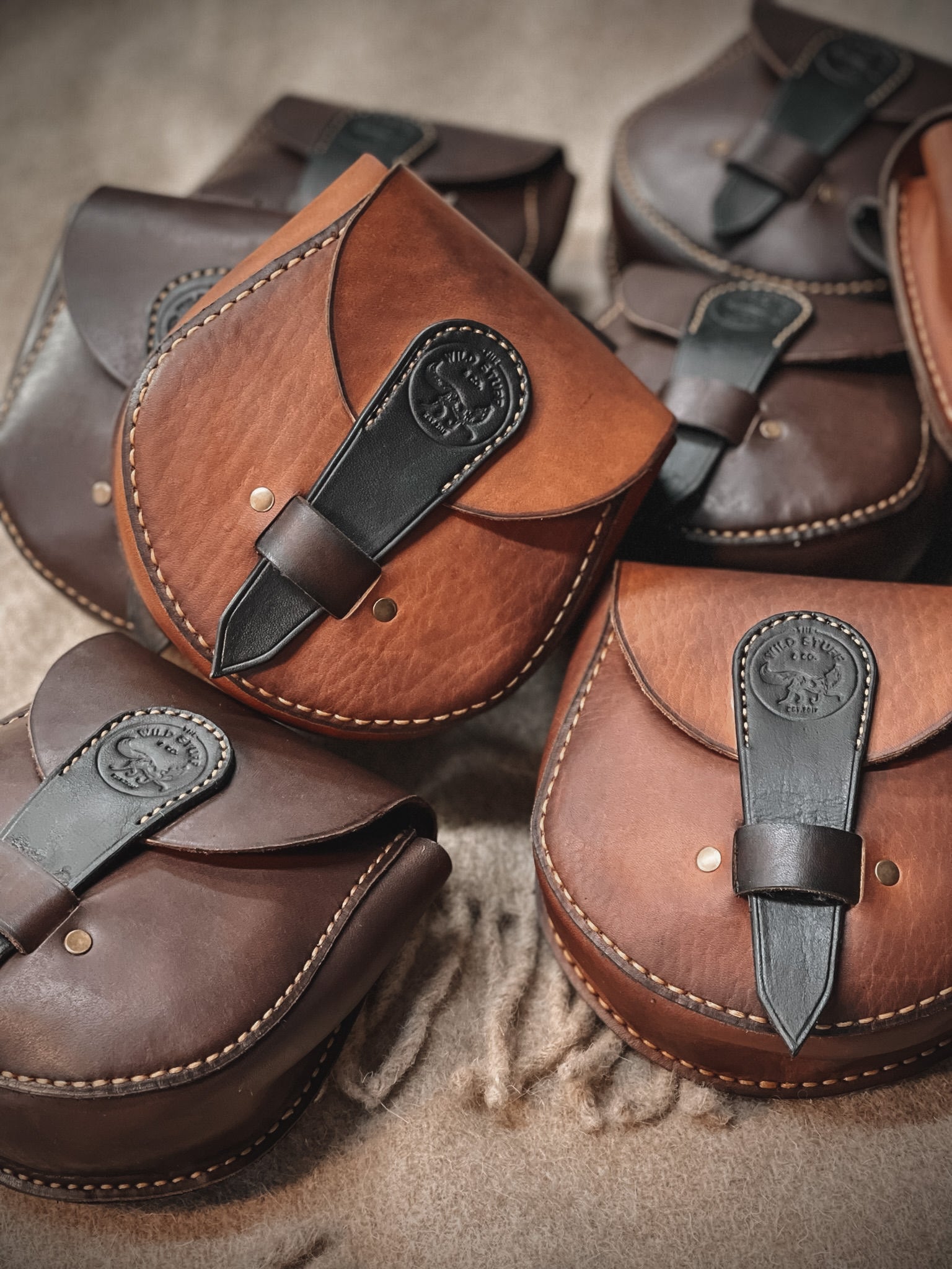 Brown leather belt outlet pouch